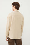 Back View of TENEDOS Beige Linen Shirt by Ra Denim