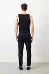 Back View of Vin Tapered Black Men's Jeans by Ra Denim