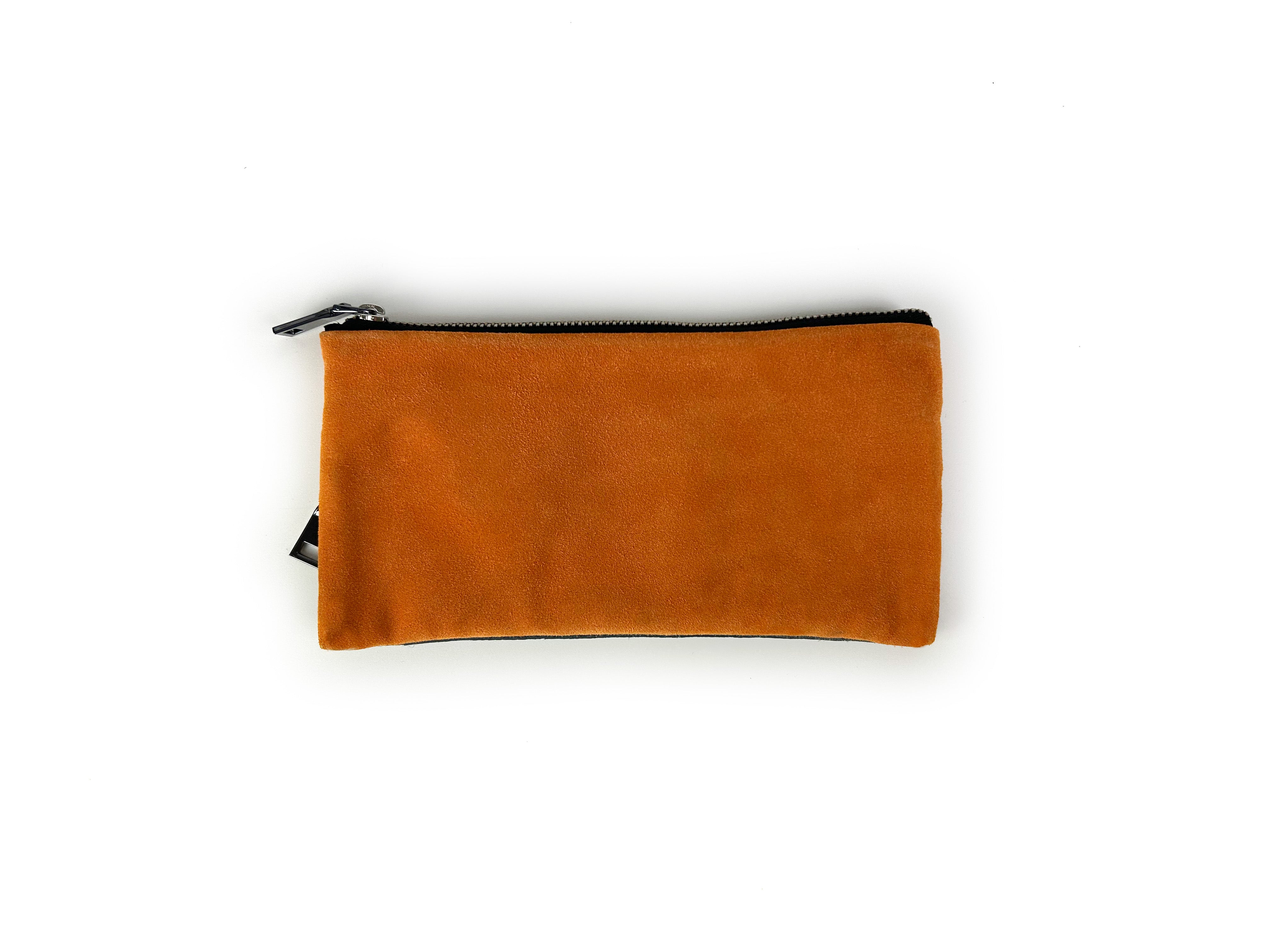 Reverse Side of the Handmade Pencil Case showing the Orange Fabric