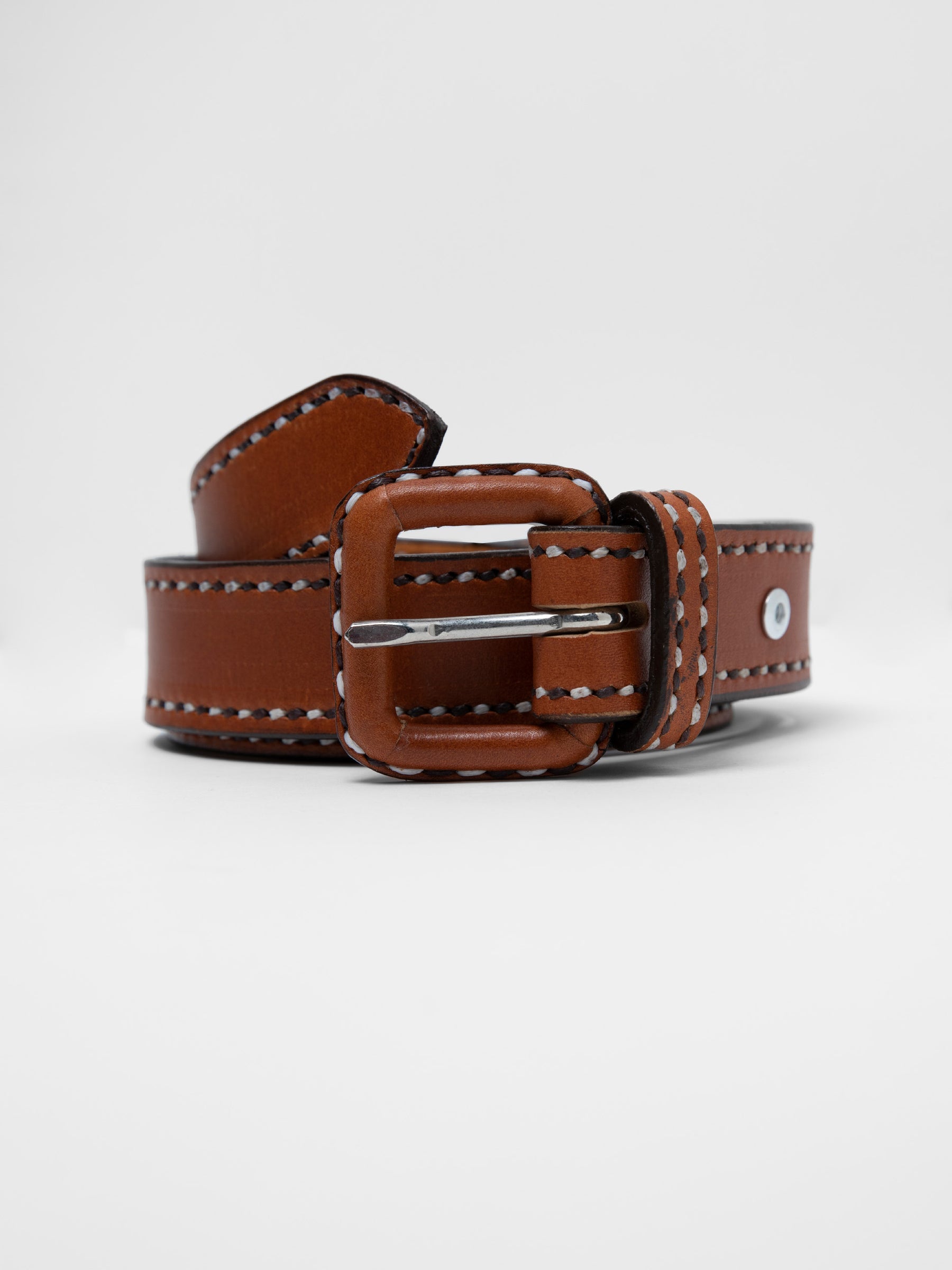 Handmade Charro Leather Belt with contrasting hand stitching