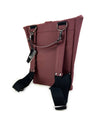 Reverse side of HADLEY Waterproof Backpack in Bordeaux with padded leather shoulder straps