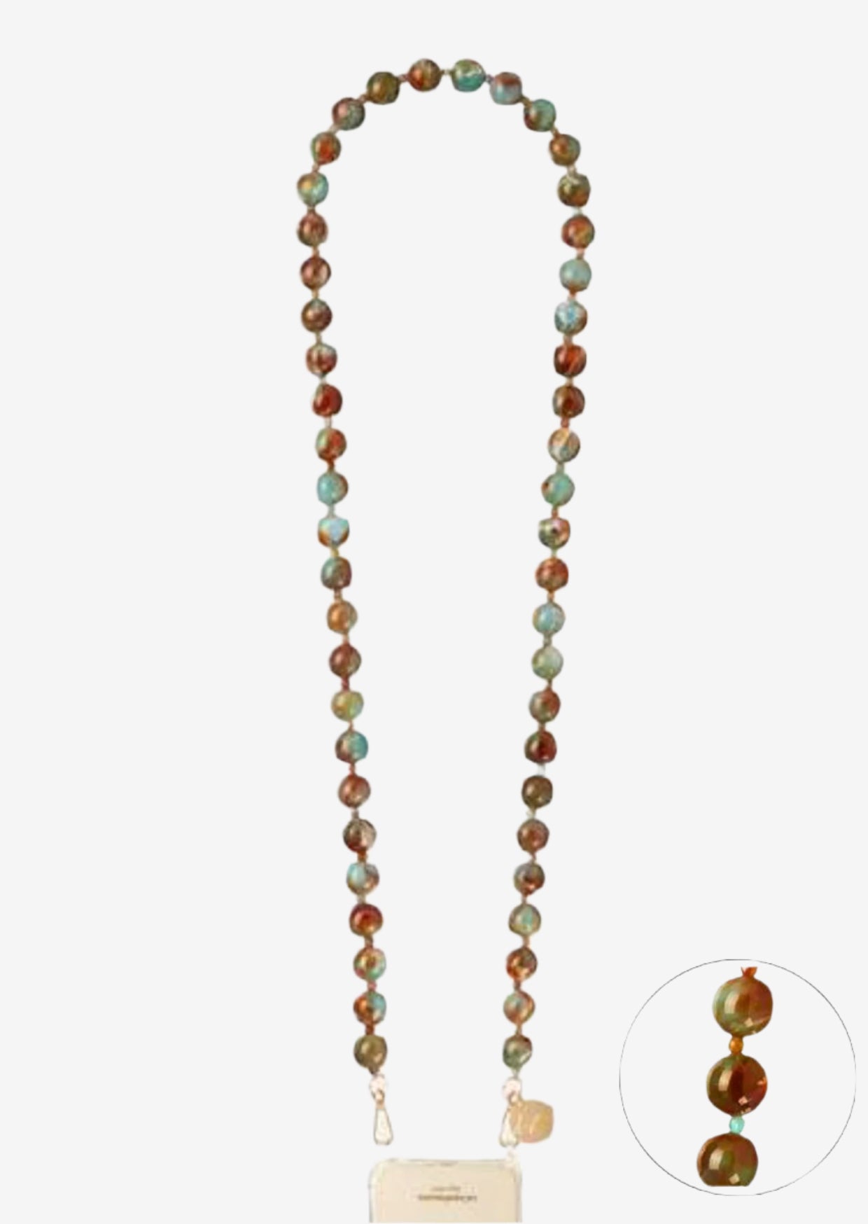 Leonie phone chain with turquoise marble beads by La Coque Française.