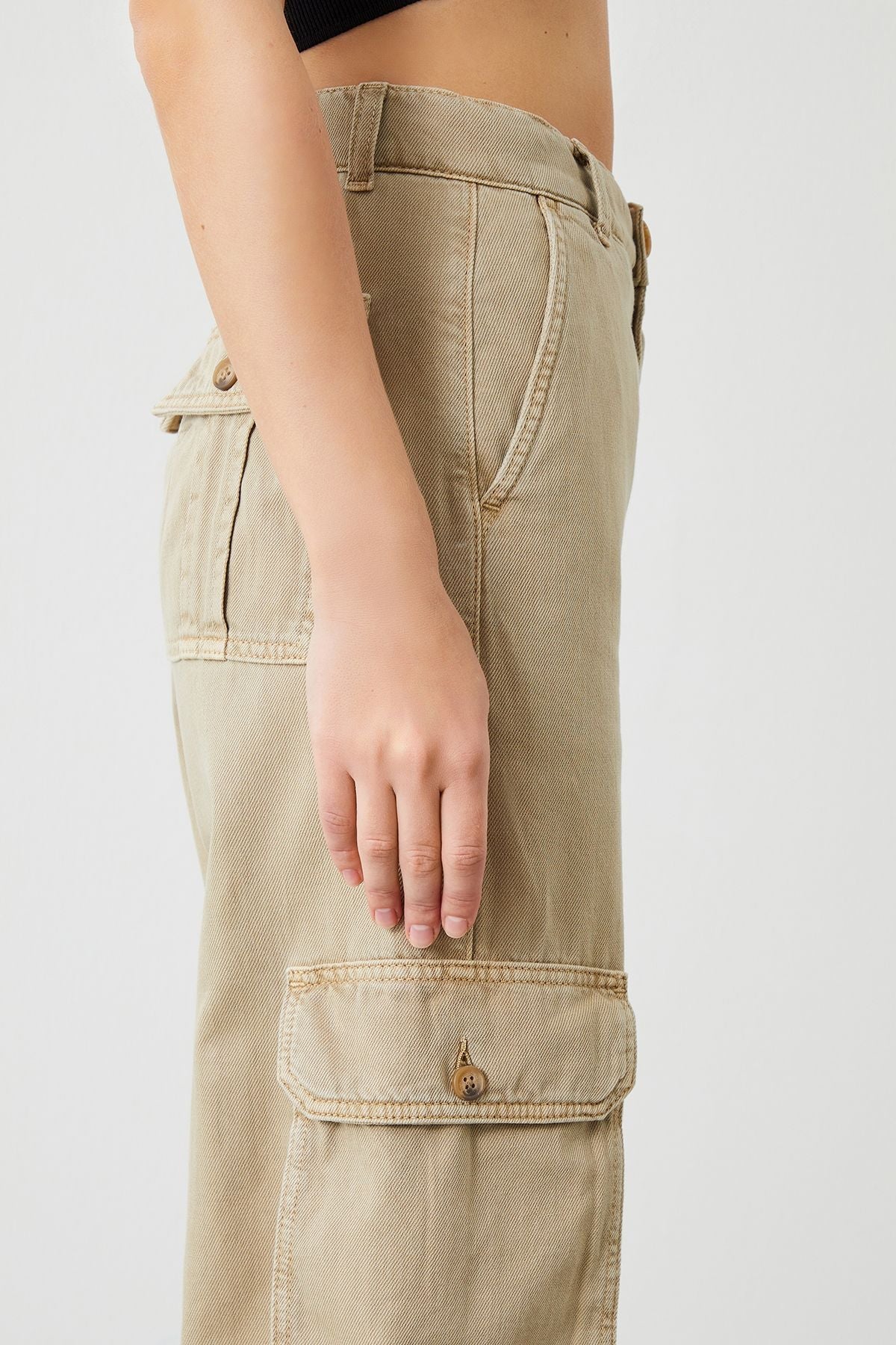 Modern and Chic Women's Cargo Pants in Beige