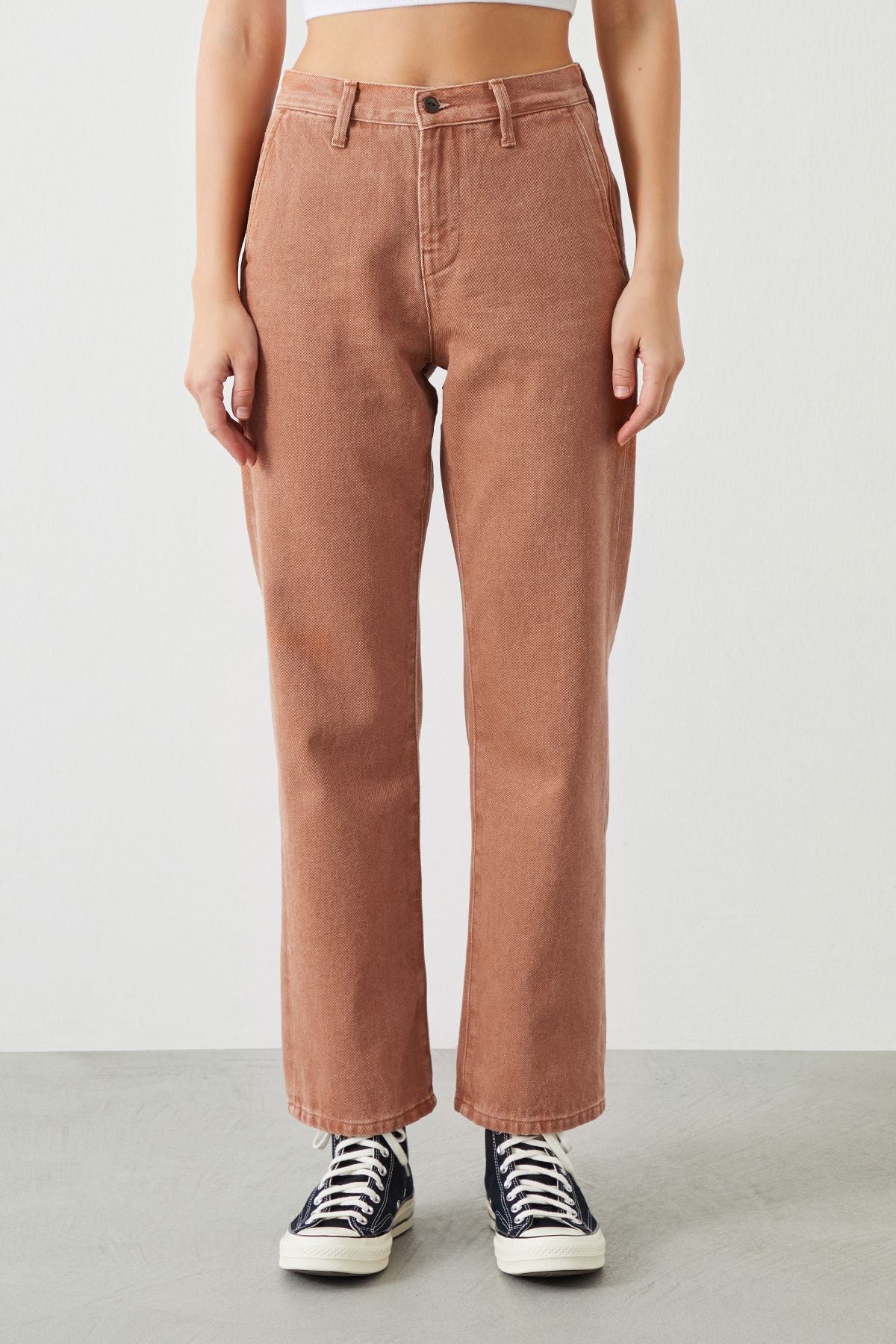 Ra Denim Women's Collection: Mira Boyfriend Fit Chinos in terracotta